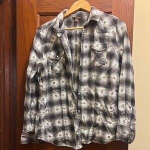 Gray Plaid Casual Button Down Shirt